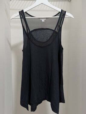 Splendid Navy Mesh-Trim Tank Top